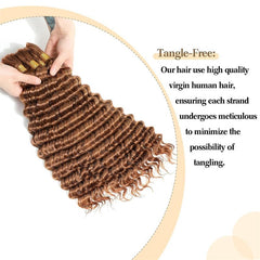 VIPbeauty Braiding Hair for Boho Braids #30 Light Brown Deep Wave Bulk Human Hair Extensions