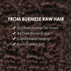 VIPbeauty Burmese Curly Bundles #4 Brown 100% Virgin Human Hair Bundles 1/3/4PCS