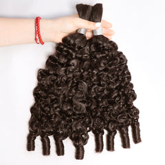 VIPbeauty Boho Braids Burmese Curly Hair Bulk For Braids Chocolate Brown Human Hair Extensions