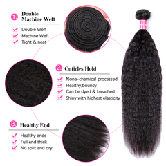 VIPbeauty Kinky Straight Bundles With 13x4 Lace Frontal Unprocessed Human Hair Extensions