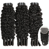 VIPbeauty Burmese Curly Hair Indian Human Hair 3 Bundles With 4x4 Lace Closure