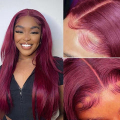 Burgundy Hair 13×4 HD Lace Front Wigs 99J Colored Straight Wig