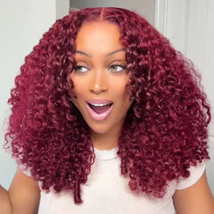 99J Burgundy Burmese Curly 13x6 Lace Front Wig Human Hair | VIPbeauty Hair