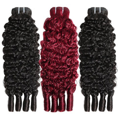 #1B&Burgundy Peekaboo Highlight Hair Burmese Curly Bundles Colored Human Hair