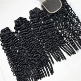 Burmese Curly Hair Indian Human Hair 3 Bundles With 4x4 Lace Closure - VIPbeauty Hair