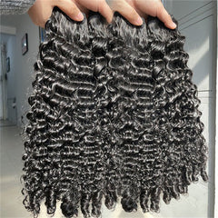 Burmese Curly Hair Indian Human Hair 3 Bundles With 4x4 Lace Closure - VIPbeauty Hair
