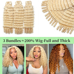 VIPbeauty #613 Blonde Burmese Curly 1/3/4PCS Bundles 100% Human Hair Spiral End