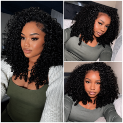 VIPbeauty Burmese Curly 5x5 Lace Closure Human Hair Wigs Natural Black Color
