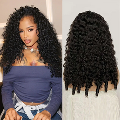 VIPbeauty Burmese Curly 5x5 Lace Closure Human Hair Wigs Natural Black Color