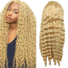 VIPbeauty 613 Blonde Burmese Curly Human Hair 13x6 Lace Front Wig With Baby Hair 210% Density
