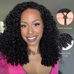 VIPbeauty Burmese Curly Flexible Fit Wear Go Half Wig With Drawstring Beginner Friendly