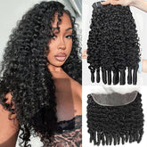 VIPbeauty Burmese Curly Human Hair Bundles With 13x6 Lace Frontal Virgin Hair Extensions