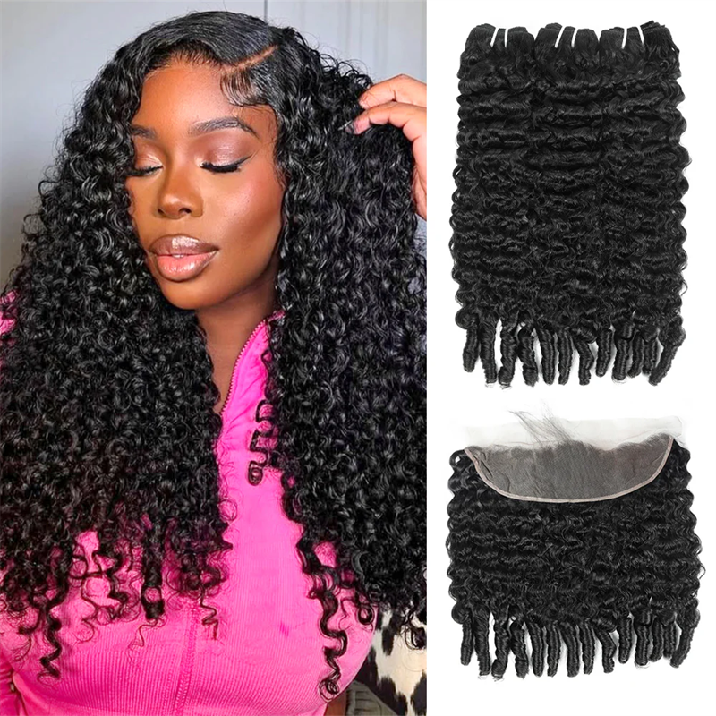 VIPbeauty Burmese Curly Bundles With 13x4 Lace Frontal Unprocessed Human Hair Extensions