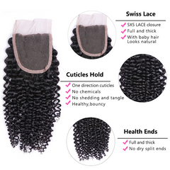 VIPbeauty Curly Wave Human Hair Bundles With 5x5 Lace Closure