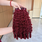 VIPbeauty 99J Burgundy Burmese Curly Hair Bundles Brazilian Human Hair Extensions