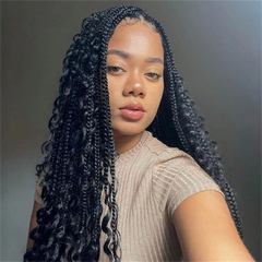 VIPbeauty Deep Wave Bulk Hair Extensions for Boho Knotless Braiding