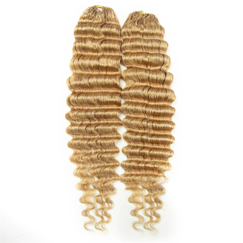 VIPbeauty #27 Deep Wave Crochet Hair Pre-Separated Feather Soft Human Hair Extensions