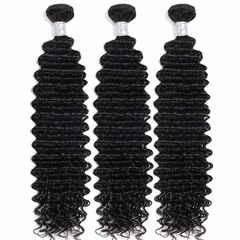 VIPbeauty Deep Wave Bundles With 13x4 Lace Frontal Unprocessed Human Hair Extensions