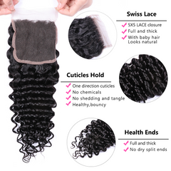 VIPbeauty Deep Wave Human Hair Bundles With 5x5 Lace Closure