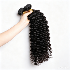 VipBeauty 12A Deep Wave Human Hair Extension Natural Black Color