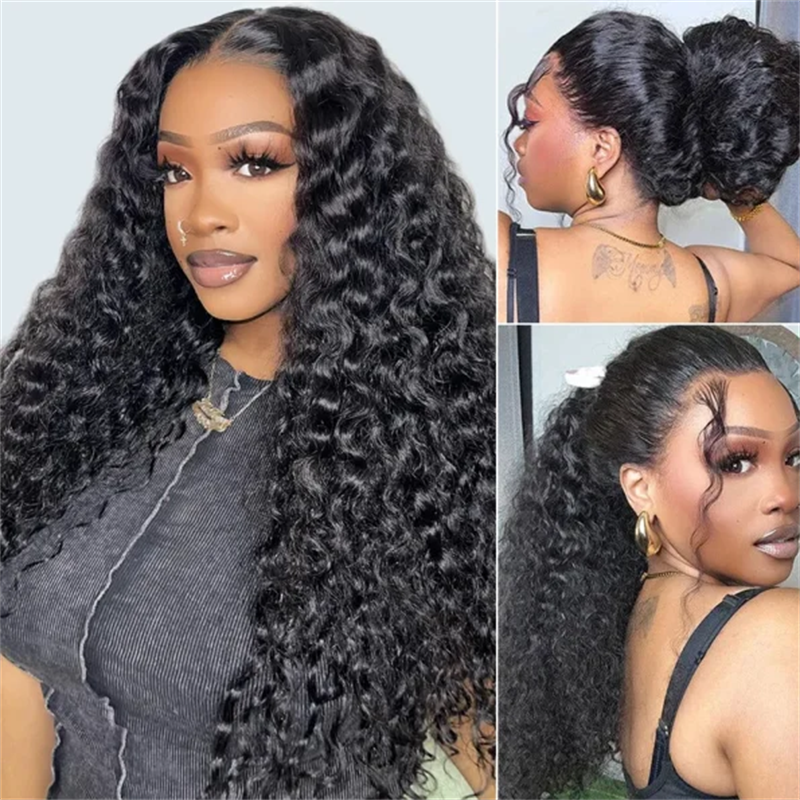 VIPbeauty Deep Wave Invisi-String Snug Fit 360 Lace Frontal Glueless Human Hair Wigs