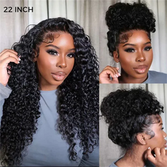 VIPbeauty Deep Wave Invisi-String Snug Fit 360 Lace Frontal Glueless Human Hair Wigs