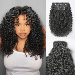 VIPbeauty Burmese Curly Clip in Hair Extensions 120g 8pcs 100% Human Hair