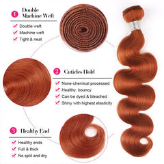 VIPbeauty Ginger Orange 3 Bundles With 4x4 Lace Closure Body Wave/Straight Human Hair Bundles