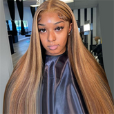 VIPbeauty P4/27 Highlight Straight 13x6 Lace Front Glueless Wigs With Invisi Drawstring