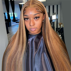 VIPbeauty P4/27 Highlight Straight 13x6 Lace Front Glueless Wigs With Invisi Drawstring