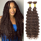 VIPbeauty Deep Wave Braiding Hair for Boho Braids #4 Chocolate Brown Bulk Human Hair No Weft