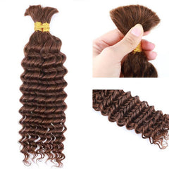 VIPbeauty Deep Wave Braiding Hair for Boho Braids #4 Chocolate Brown Bulk Human Hair No Weft