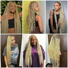 VIPbeauty Human Braiding Hair for Boho Braids #613 Blonde Deep Wave Bulk Human Hair No Weft
