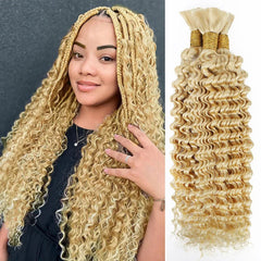 VIPbeauty Human Braiding Hair for Boho Braids #613 Blonde Deep Wave Bulk Human Hair No Weft