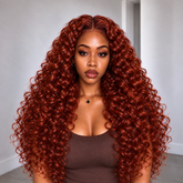 VIPbeauty Reddish Brown Indian Curly Max Parting Hairline HD Lace Frontal Human Hair Wig 180% density