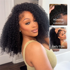 VIPbeauty Kinky Curly Half Wig Flip Over Quick Weave Glueless Install 100% Natural Hairline