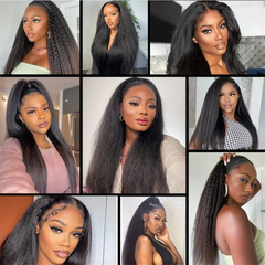 VIPbeauty Kinky Straight Human Hair Bundles With 13x6 Lace Frontal Virgin Hair Extensions