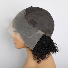 VIPbeauty Burmese Curly 13x4 Bob Wigs Human Hair Transparent Lace Frontal Wigs 200% Density