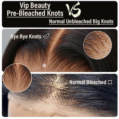 HD Glueless Lace Wigs Bleached Knots Human Hair Wig 180% Density Pre Cut Lace Wig