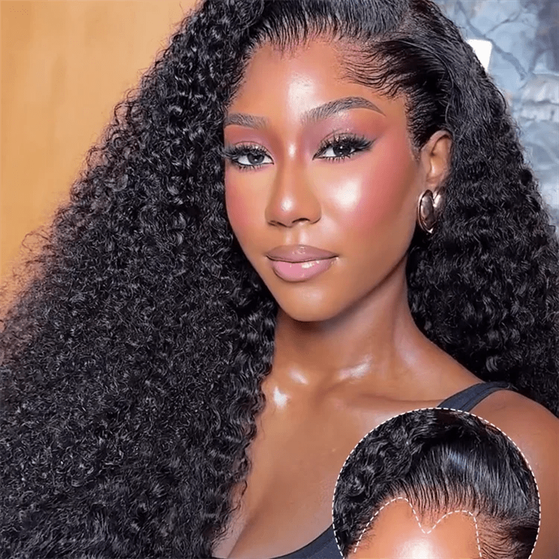 VIPbeauty Lagos Hairline Widows Peak Burmese Curly 13x6 Lace Frontal Wig Human Hair