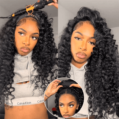VIPbeauty 3 In 1 Half Wig Burmese Curly Glueless Flexi-Fit Drawstring Human Hair Wigs