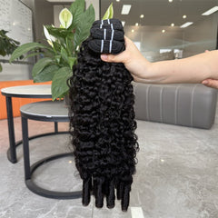 VIPbeauty Burmese Curly Bundles With 13x4 Lace Frontal Unprocessed Human Hair Extensions