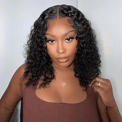 VIPbeauty Short Bob Burmese Curly 13x4 Invisiable Lace Human Hair Wigs