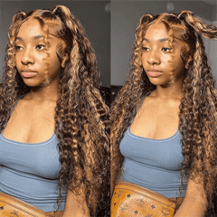 VIPbeauty Highlight Honey Blonde Burmese Curly Lace Front Wigs 13x4 13x6 HD Transparent Human Hair Wigs