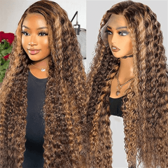 VIPbeauty Highlight Honey Blonde Burmese Curly Lace Front Wigs 13x4 13x6 HD Transparent Human Hair Wigs