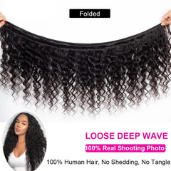 VIPbeauty Loose Deep Wave Human Hair Bundles With 5x5 Lace Closure