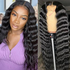 VIPbeauty 5x5 Lace Closure Glueless Wigs Loose Deep Wave Pre-Cut Ready To Go Human Hair Wig