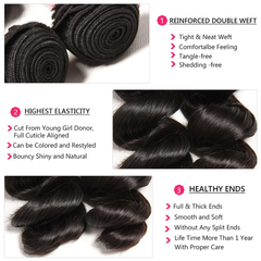 VIPbeauty Loose Wave Human Hair Bundles With 5x5 Lace Closure
