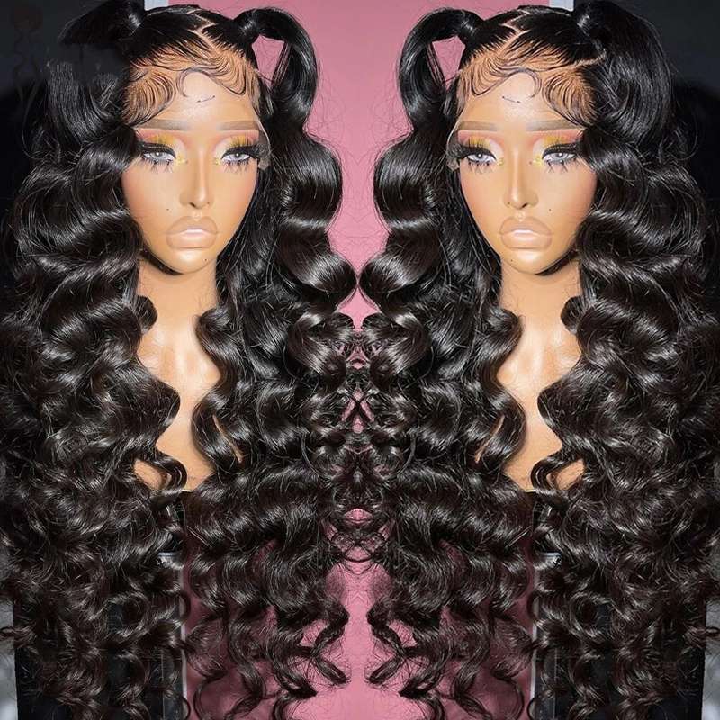 Human Hair 360 Lace Wigs Loose Deep Wave Wig Ponytail Wigs