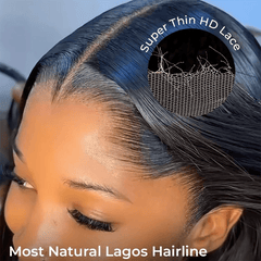 VIPbeauty Lagos M-Shaped Hairline Straight Hair Lace Frontal Wigs Human Hair